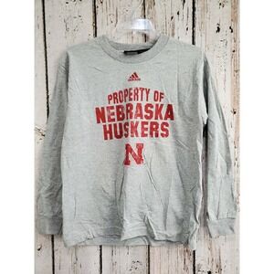 Boy's Medium Adidas Nebraska Cornhuskers Long Sleeve T-Shirt Shirt Tee‎ NEW